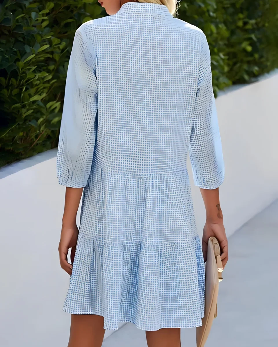 Aurore - Abito donna Azzurro a scacchi - immagine 5