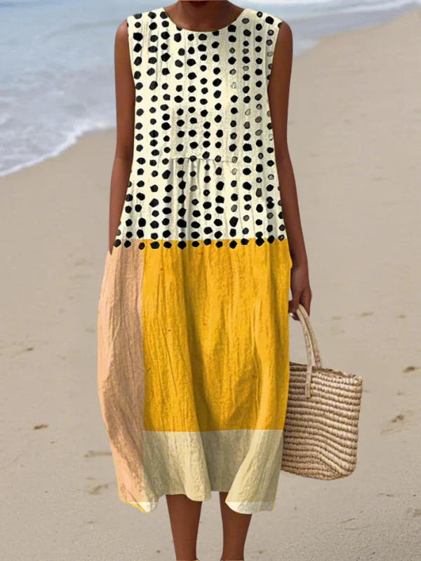 Leah | Vestito Midi Colorblock A Pois - immagine 2