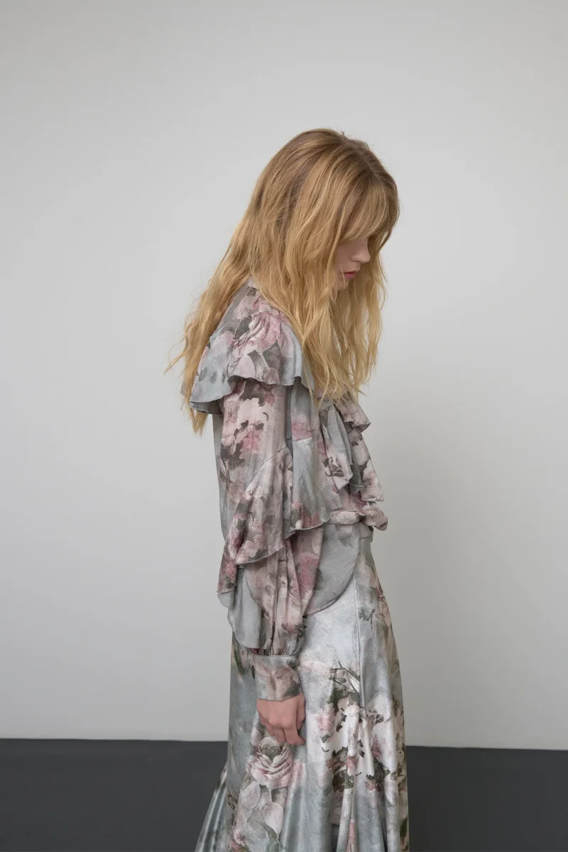 MAXI GONNA IN VELLUTO FLOREALE - SO ALLURE - immagine 4