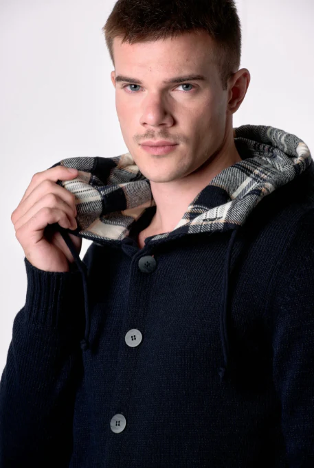 CARDIGAN CAPPUCCIO OSLO CON INTERNO IN TESSUTO - V2 - immagine 2