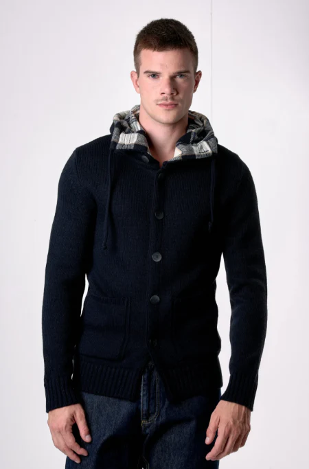 CARDIGAN CAPPUCCIO OSLO CON INTERNO IN TESSUTO - V2 - immagine 3