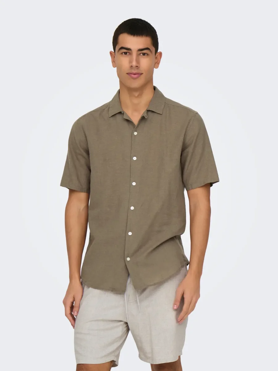 CAMICIA MISTO LINO MANICA CORTA - ONLY&SONS - immagine 2
