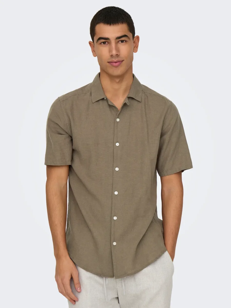 CAMICIA MISTO LINO MANICA CORTA - ONLY&SONS - immagine 5