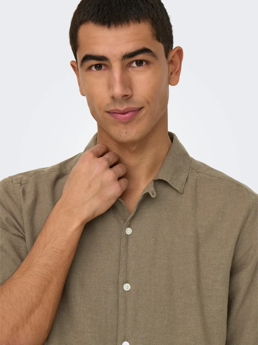 CAMICIA MISTO LINO MANICA CORTA - ONLY&SONS - immagine 6