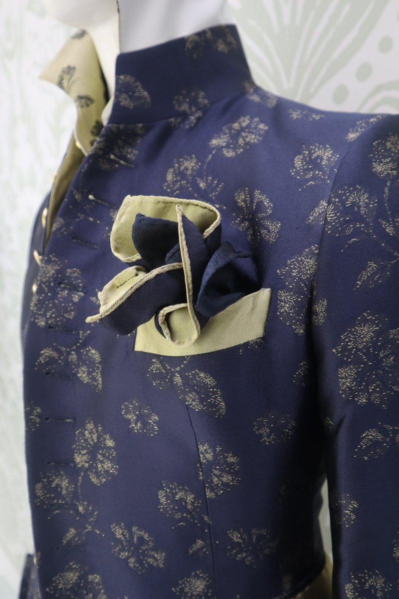 Doppio fazzoletto da sposo blu oro CICERONE - immagine 3