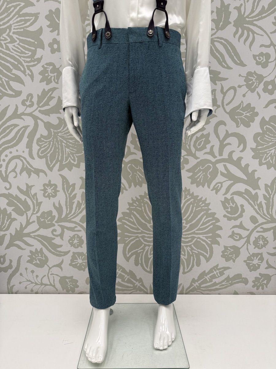 Pantalone da uomo e da sposo color azzurro acqua polvere abito Marguerite Yourcenar - immagine 2