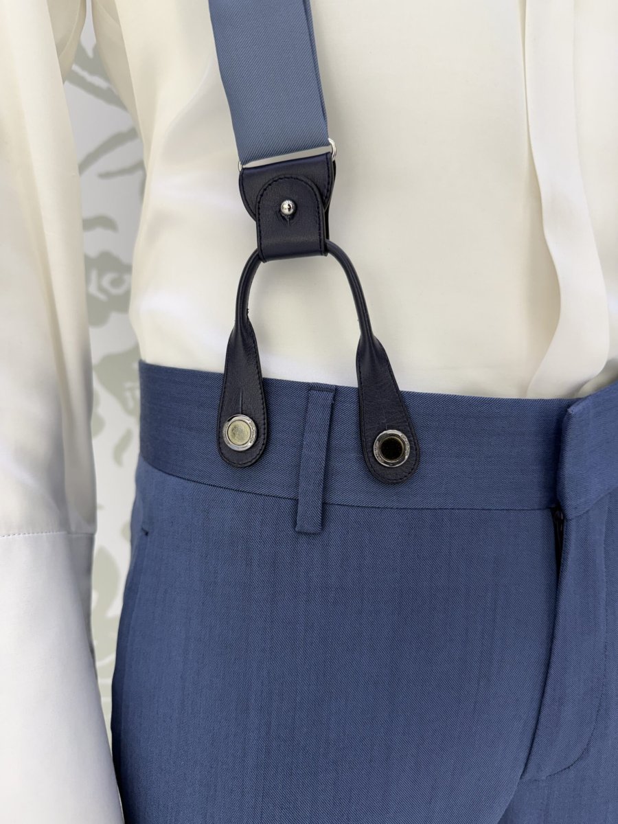 Bretelle da cerimonia uomo e da sposo color azzurro polvere abito Cormac McCarthy - immagine 3