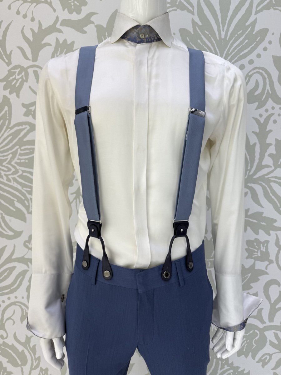 Bretelle da cerimonia uomo e da sposo color azzurro polvere abito Cormac McCarthy - immagine 2