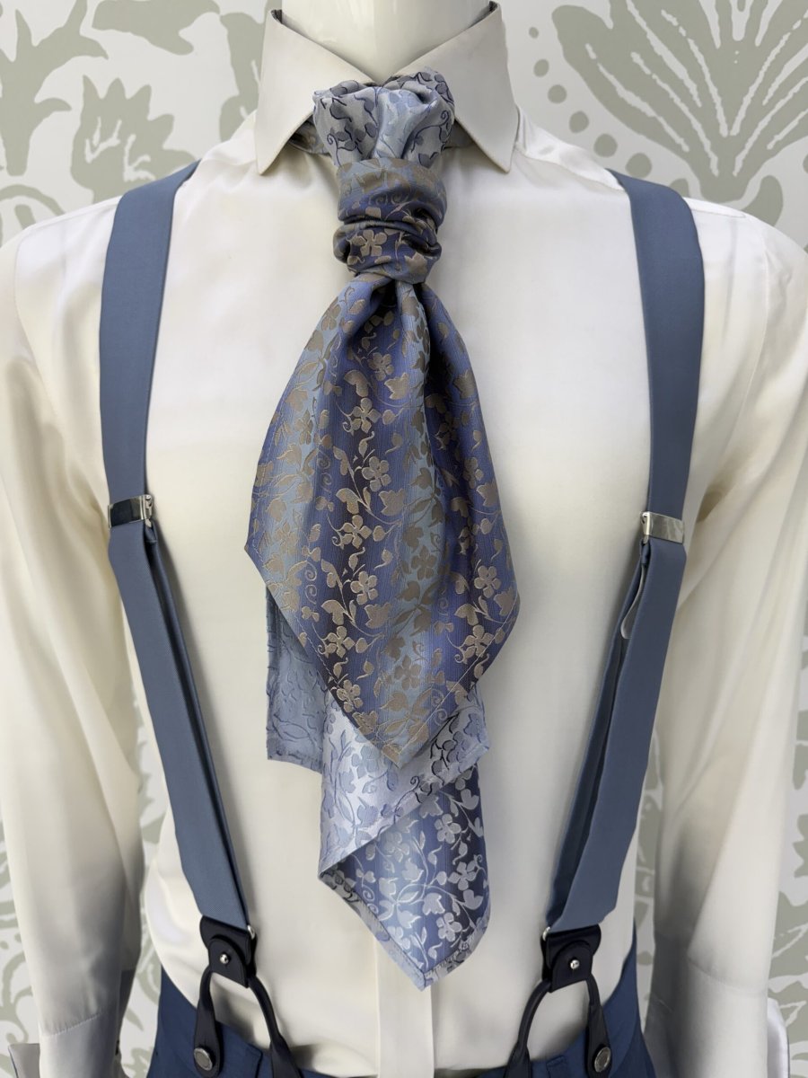 Plastron da uomo e da sposo color blu azzurro perla abito Cormac McCarthy - immagine 2