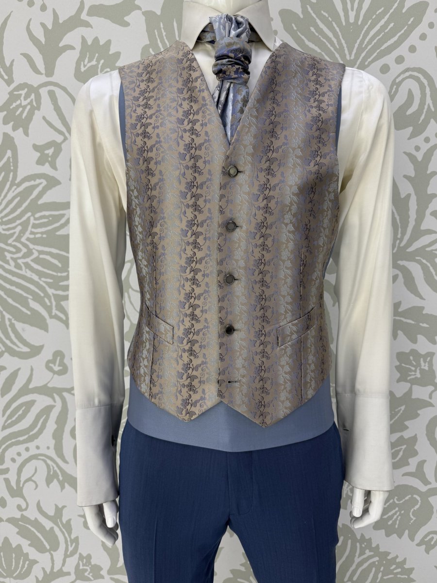 Panciotto gilet da sposo e cerimonia uomo color azzurro sabbia perla abito Cormac McCarthy - immagine 2