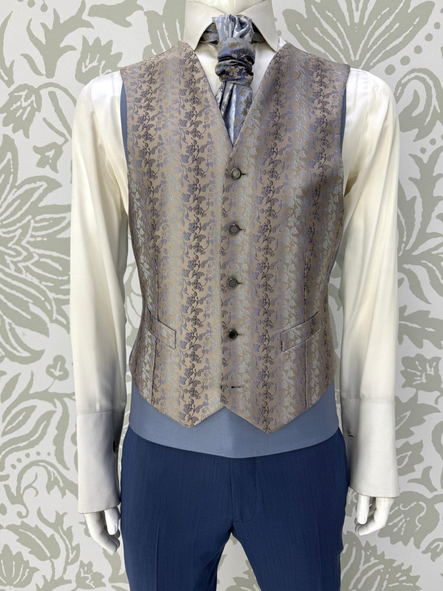 Panciotto gilet da sposo e uomo color sabbia azzurro perla abito Cormac McCarthy - immagine 2
