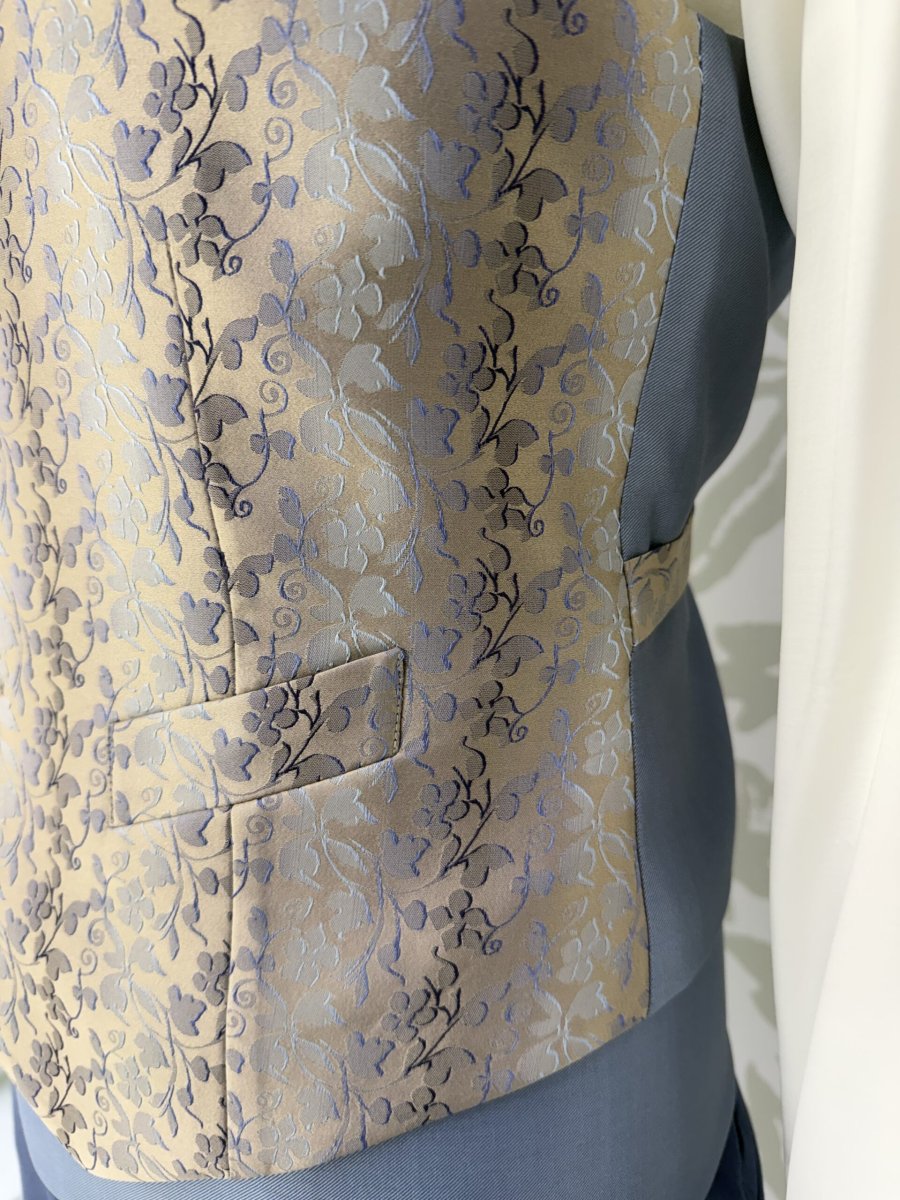 Panciotto gilet da sposo e cerimonia uomo color azzurro sabbia perla abito Cormac McCarthy - immagine 4