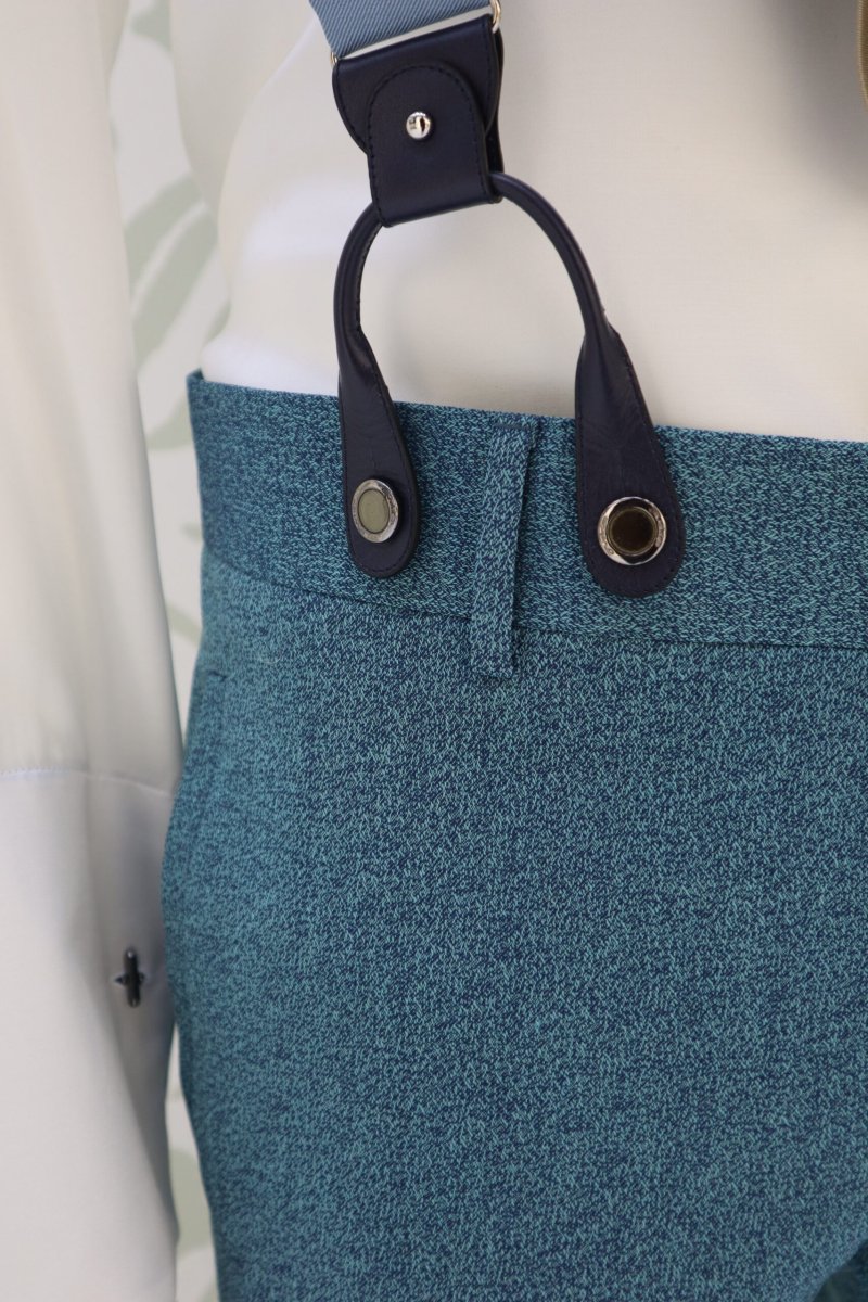 Pantalone da uomo e da sposo color azzurro acqua polvere abito Marguerite Yourcenar - immagine 3