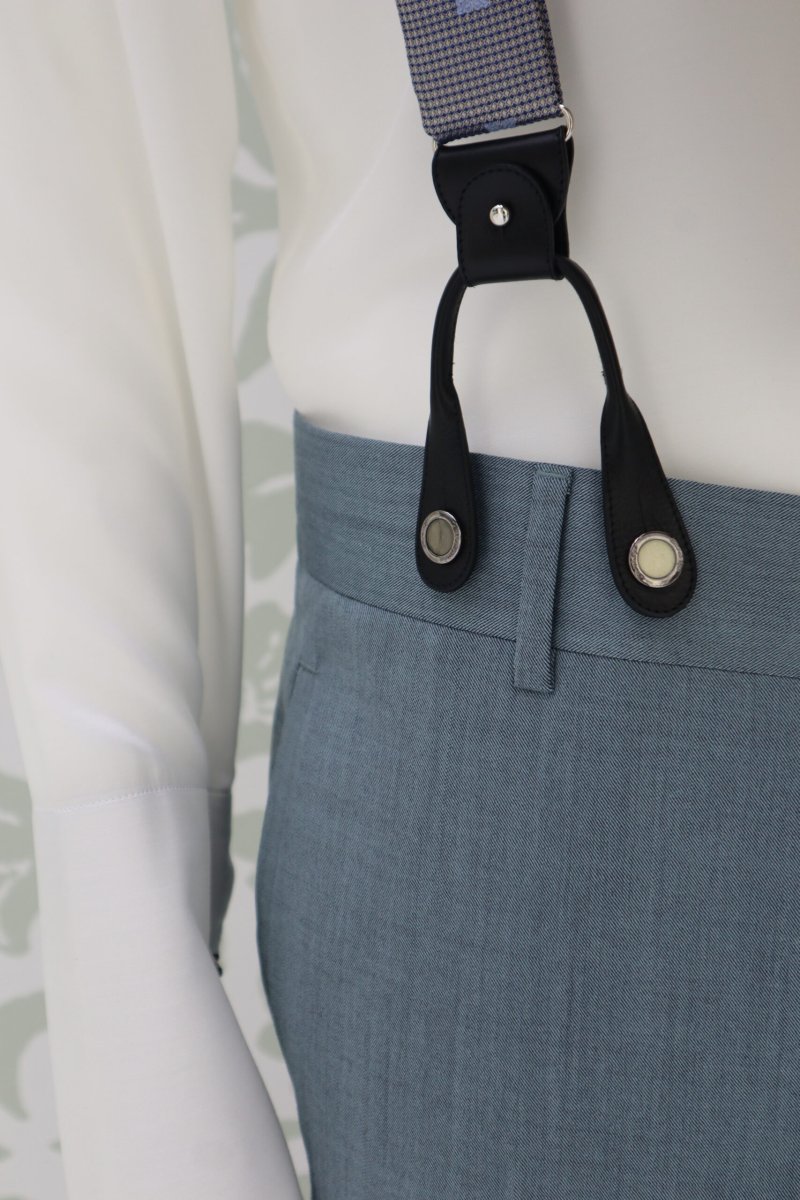 Pantalone da uomo e da sposo color grigio perla con riflessi azzurro abito Italo Calvino - immagine 3