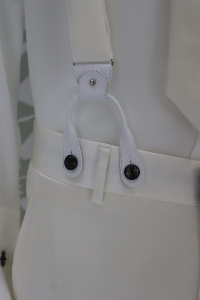 Pantalone da uomo e da sposo color bianco avorio abito José Saramago - immagine 3