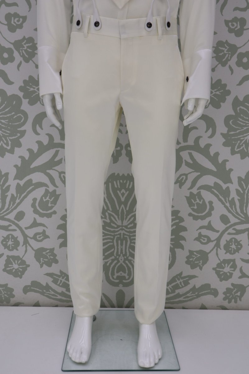 Pantalone da uomo e da sposo color bianco avorio abito José Saramago - immagine 2