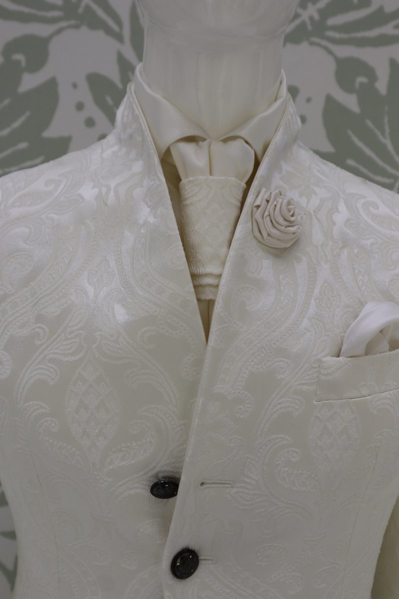 Plastron da uomo e da sposo color bianco ottico abito José Saramago - immagine 3