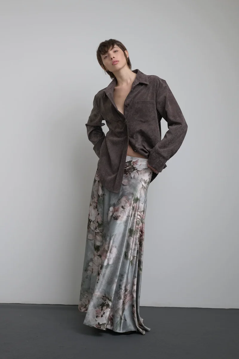 MAXI GONNA IN VELLUTO FLOREALE - SO ALLURE - immagine 2