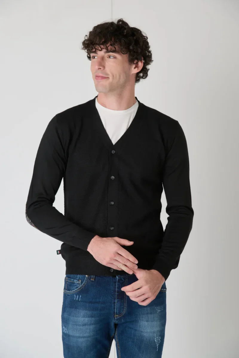 CARDIGAN IN LANA MERINO PUNTO RISO - V2 - immagine 2