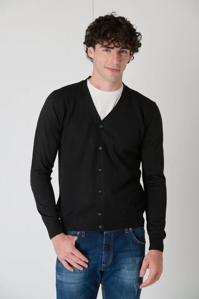 CARDIGAN IN LANA MERINO PUNTO RISO - V2 - immagine 3