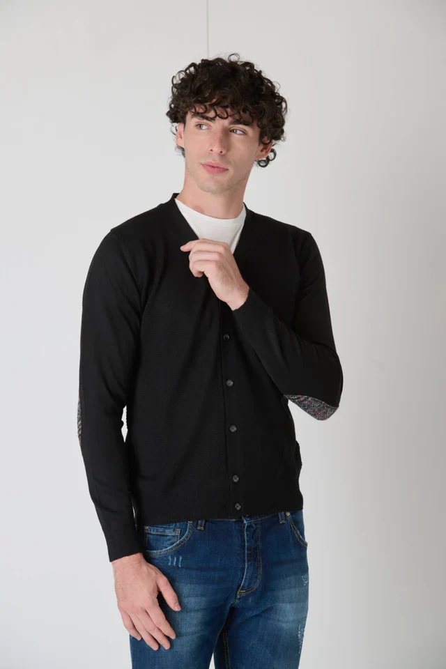 CARDIGAN IN LANA MERINO PUNTO RISO - V2 - immagine 4