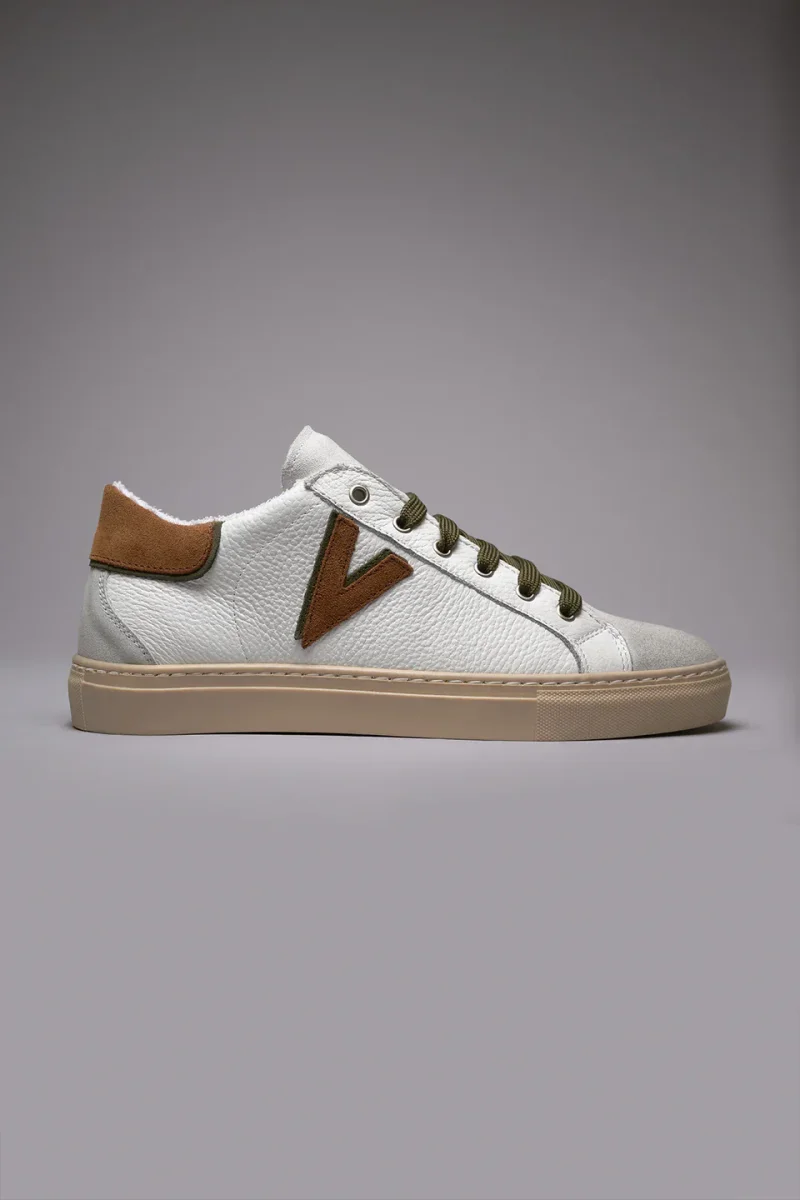 SNEAKERS OLYMPIC V IN PELLE MARTELLATA CON INSERTO E RETRO BICOLOR - V2 - immagine 2