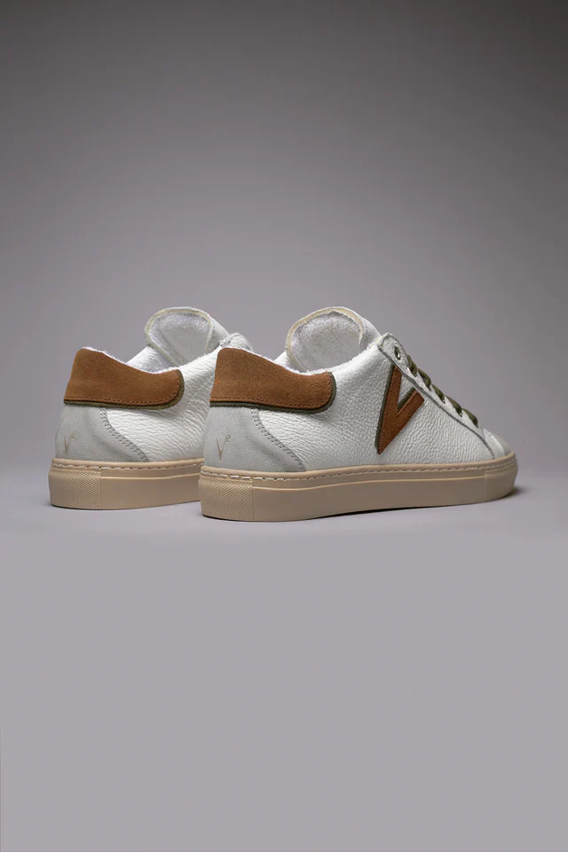 SNEAKERS OLYMPIC V IN PELLE MARTELLATA CON INSERTO E RETRO BICOLOR - V2 - immagine 4