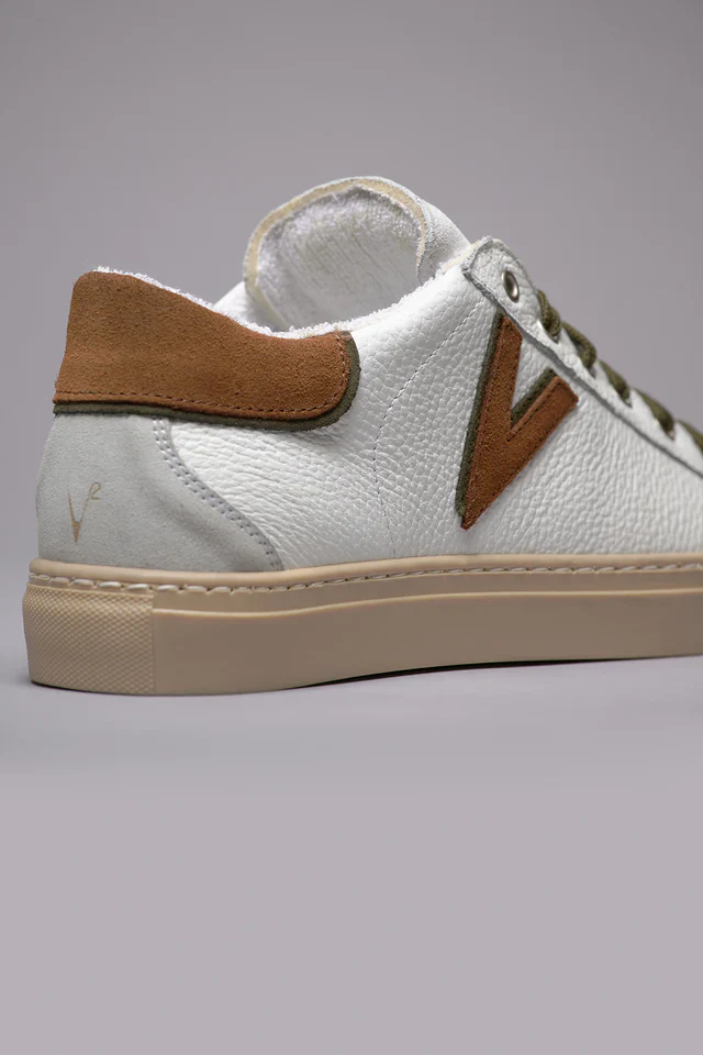 SNEAKERS OLYMPIC V IN PELLE MARTELLATA CON INSERTO E RETRO BICOLOR - V2 - immagine 5