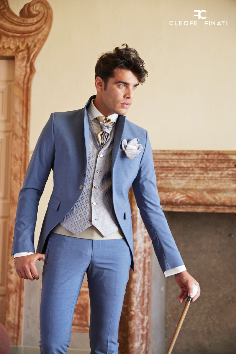 Abito da sposo blu azzurro MICHAEL CRICHTON - immagine 4