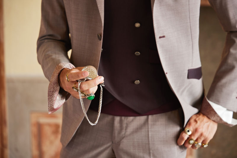 Abito da sposo crema bordeaux CARLO EMILIO GADDA - immagine 4