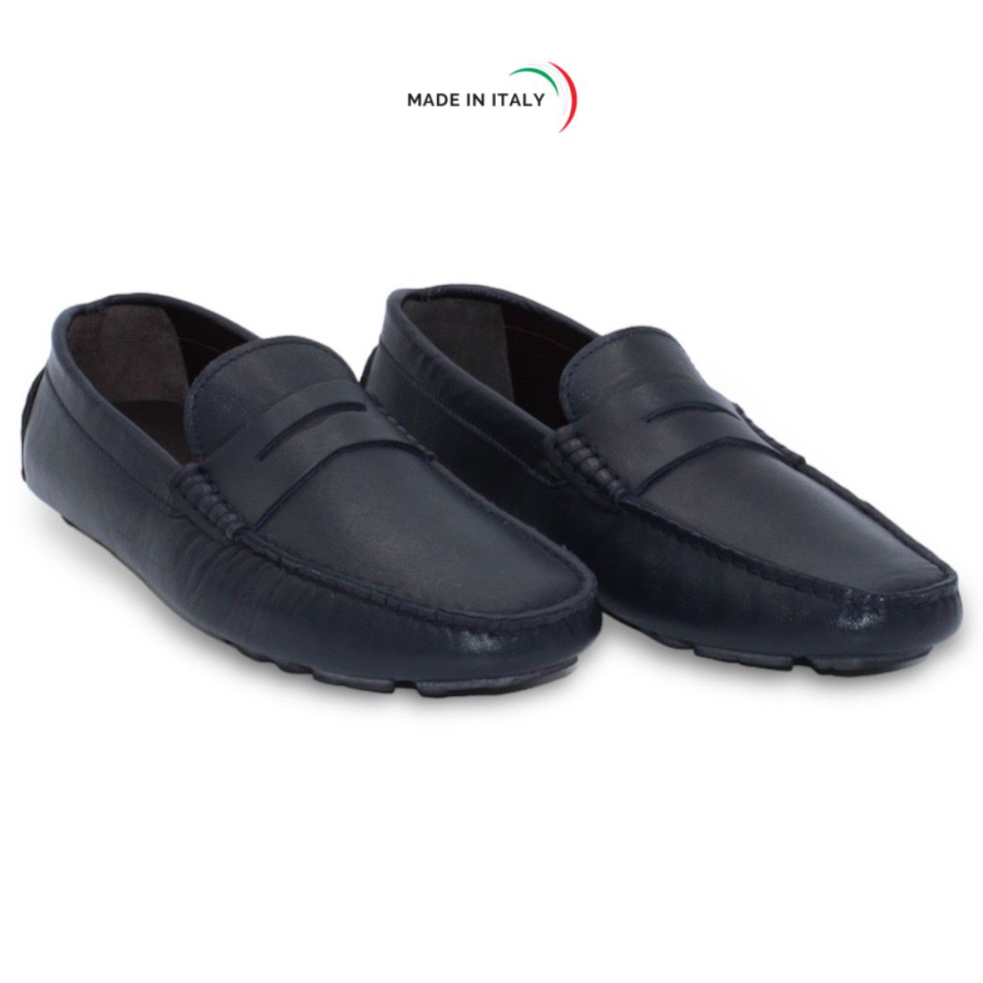 Mocassino da Uomo in pelle di vitello colore Blu navy - immagine 3