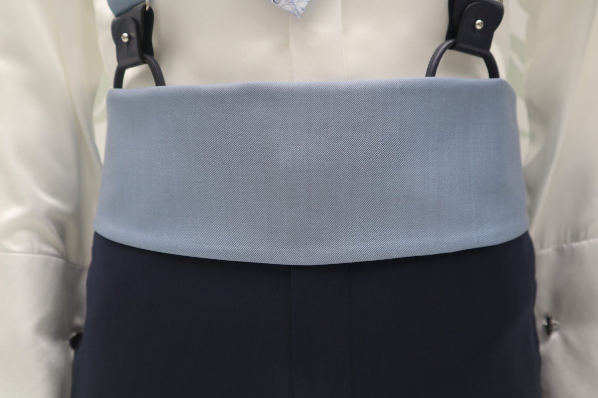 Cintura in tessuto da sposo blu GIANNI RODARI - immagine 2