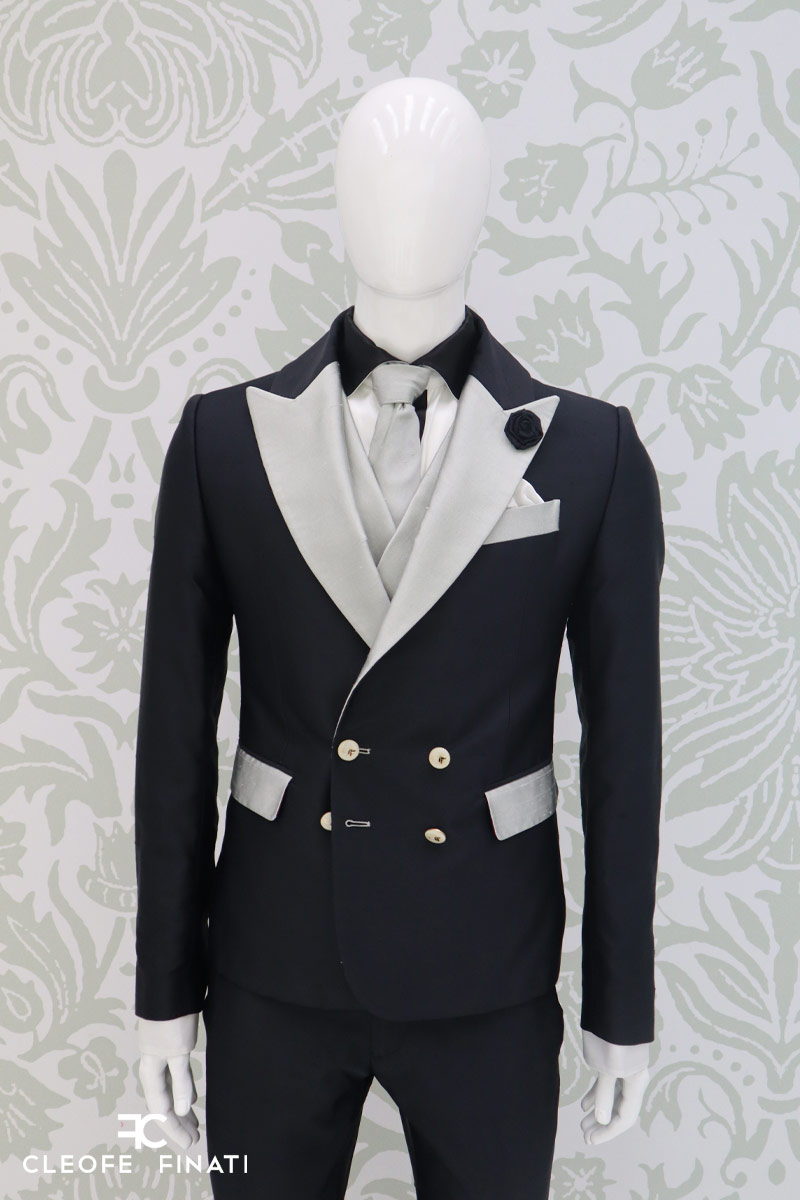 Abito luxury smoking nero da uomo cerimonia ROBERT MITCHUM - immagine 2